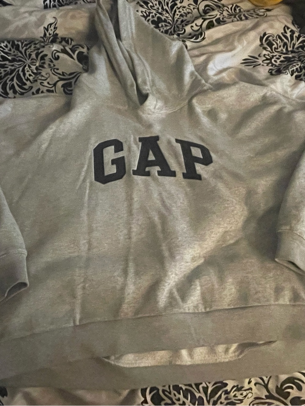 GAP Gray Pullover Hoodie with Navy Logo